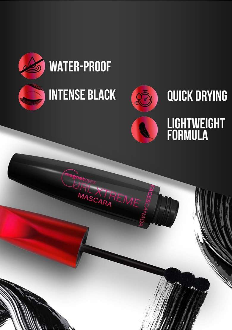 Faces Canada Magneteyes Curl Xtreme Waterproof Mascara With Jojoba Oil 8 G Black - Indya