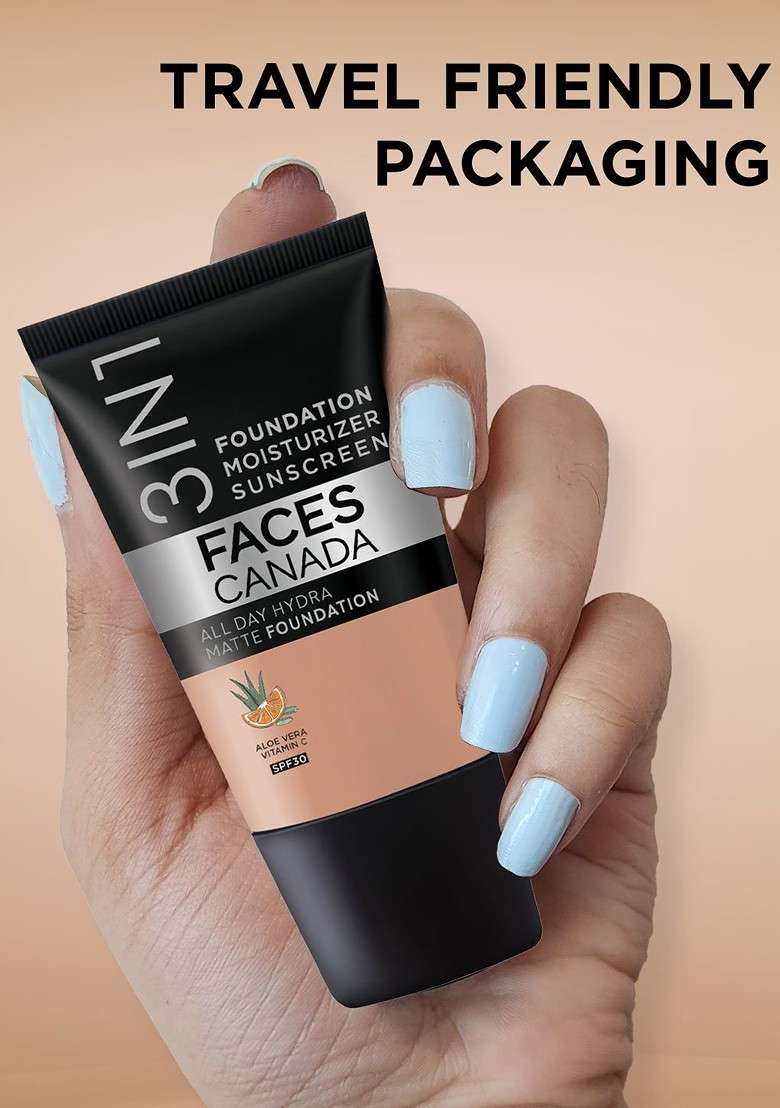 Faces Canada Waterproof Fix Finish Kit Makeup Fixer 50 Ml Matte Foundation 18 - Indya