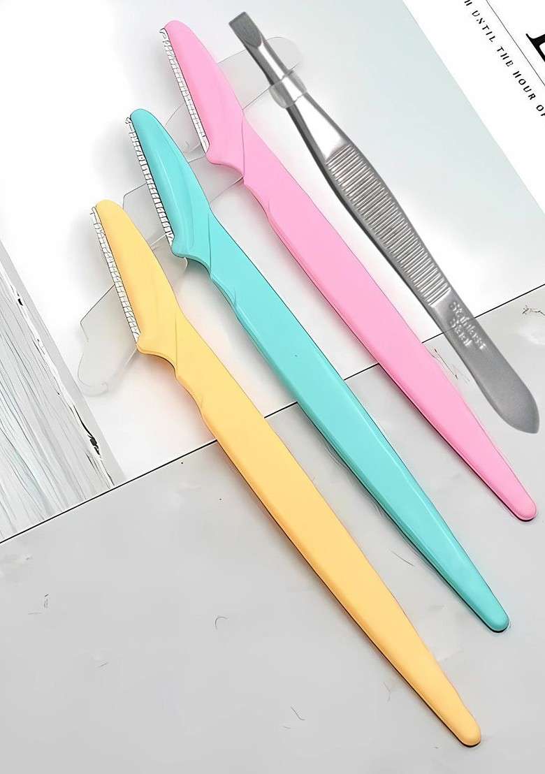 Basicare Set Of 4 Eyebrow Razor Slant Tweezers - Indya