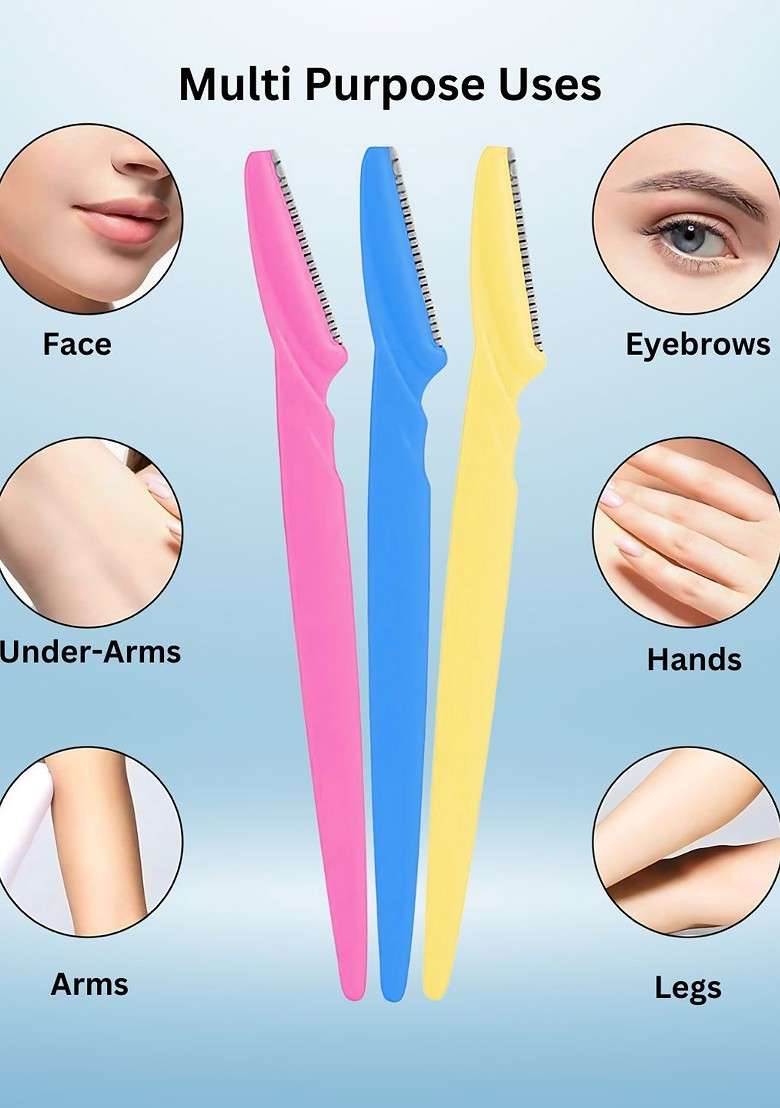 Basicare Set Of 4 Eyebrow Razor Slant Tweezers - Indya