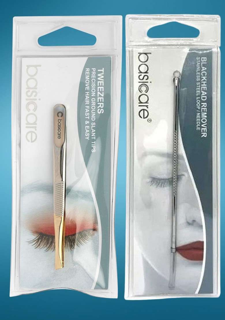 Basicare Set Of 2 Pimple Blackhead Remover Tool Slant Tweezers - Indya