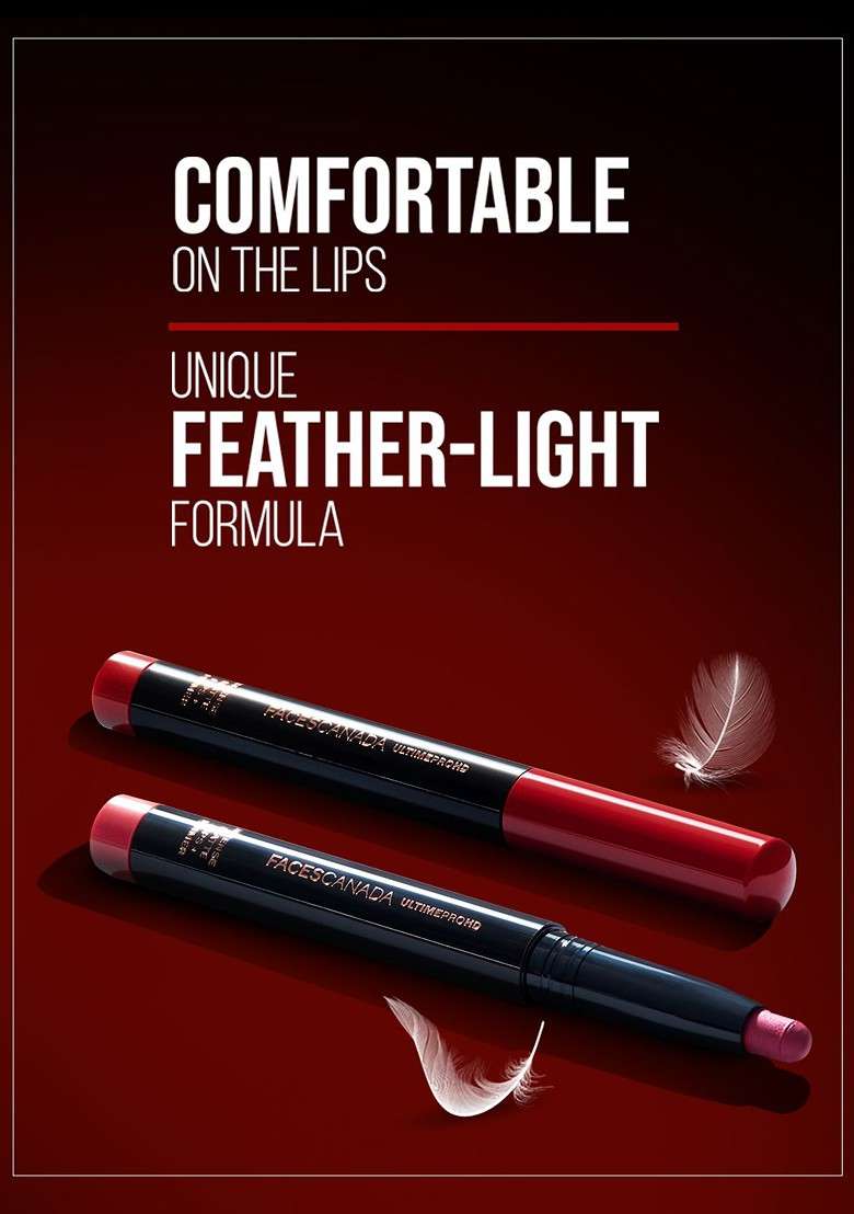Faces Canada Feather Light 10Hr Stay Ultime Pro Hd Intense Matte Lips Primer Lipstick 1 4G Scarlet 06 - Indya