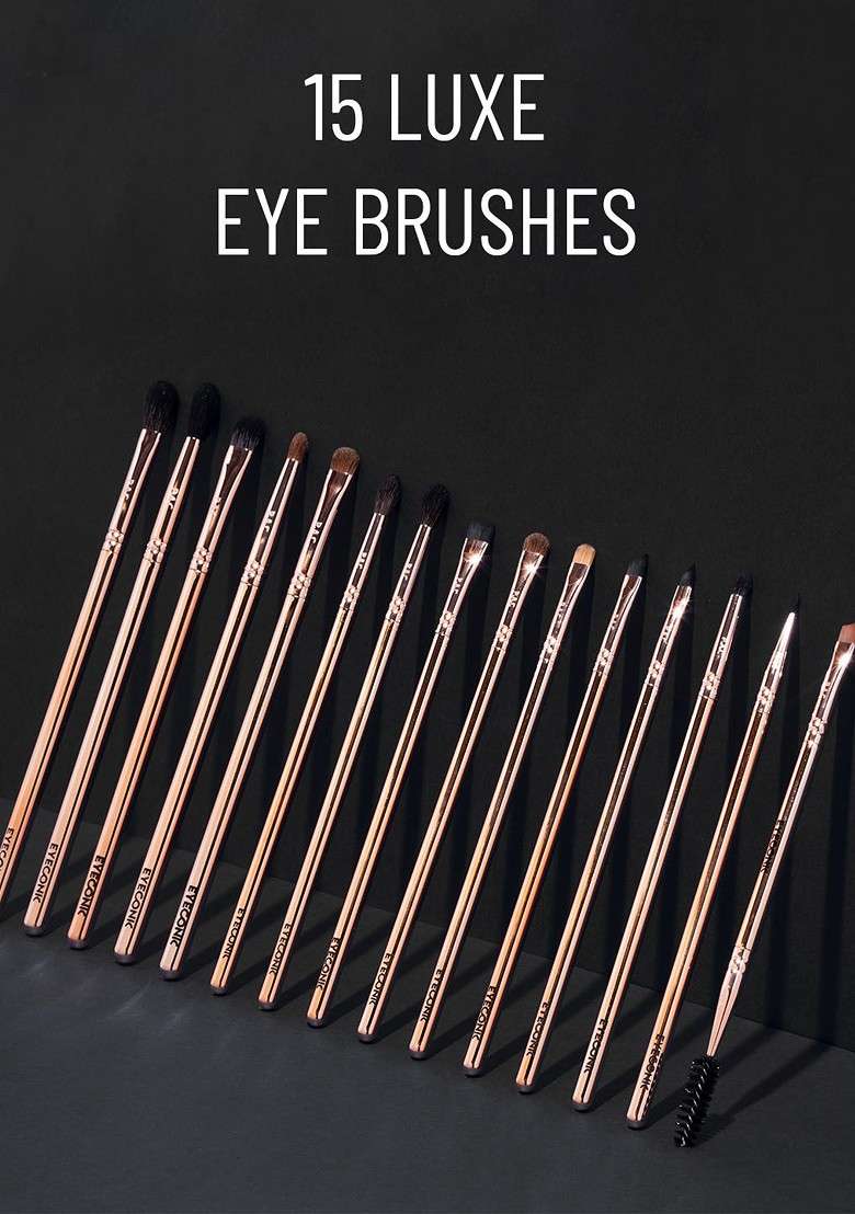 Pac 15 Pcs Eyeconic Series Brushes With Luxe Pouch - Indya