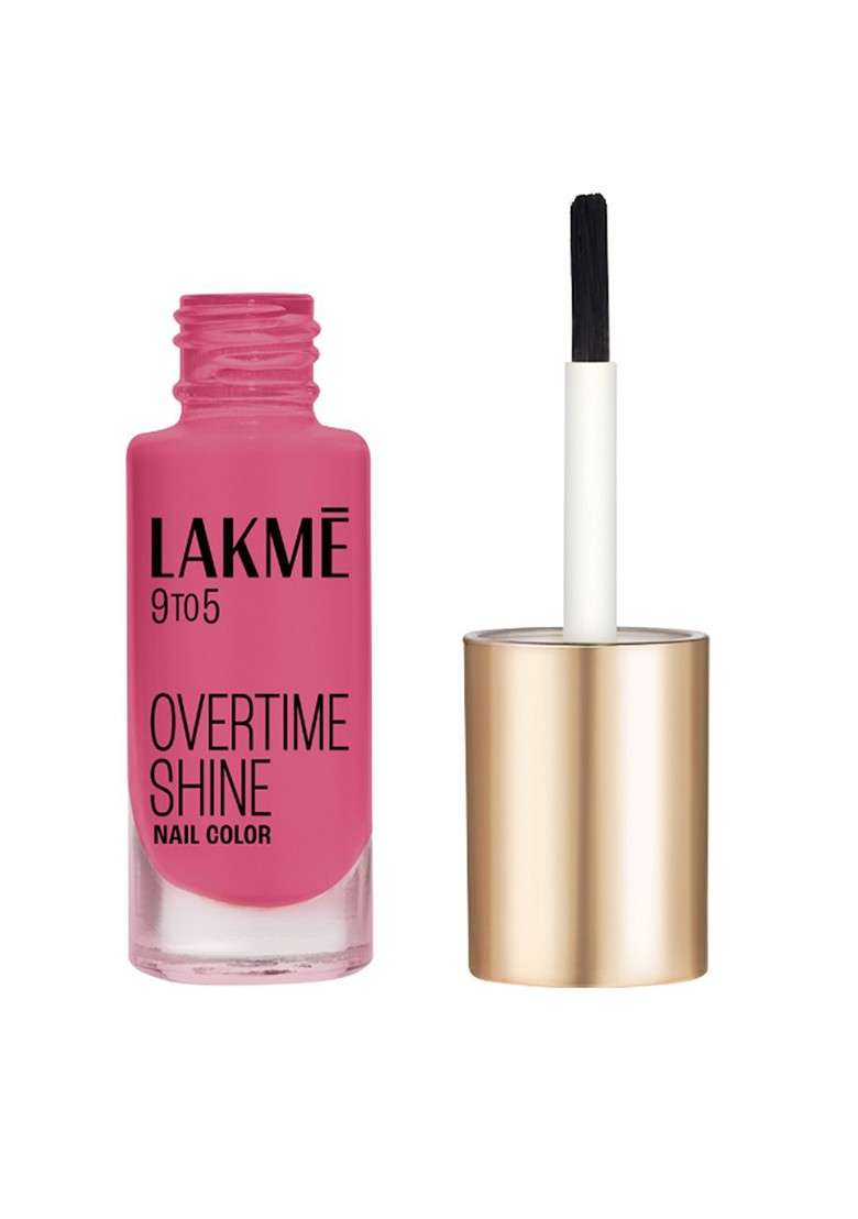 Lakme 9To5 Overtime Shine Glossy Long Lasting Quick Dry Nail Color 6Ml Magenta Mix - Indya