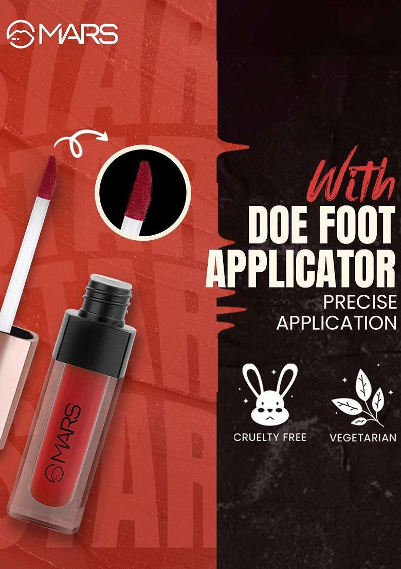 Mars Popstar Non Transfer Long Lasting Matte Liquid Lipstick 6Ml Glory 19 - Indya