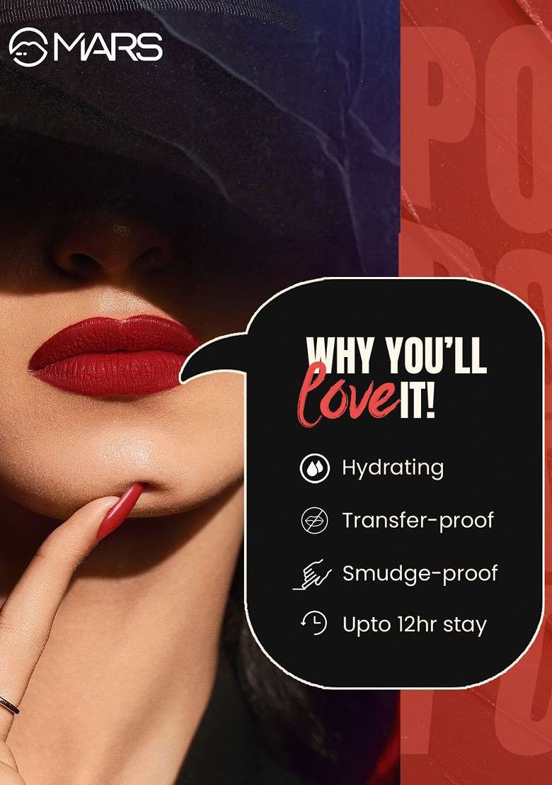 Mars Popstar Non Transfer Long Lasting Matte Liquid Lipstick 6Ml Glory 19 - Indya