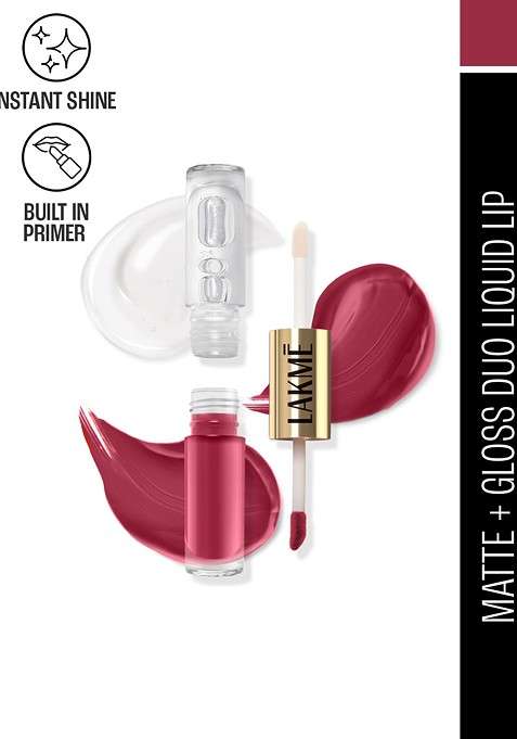 Lakme 9To5 Matte To Glass 2 In 1 Transferproof Liquid Lip Color 7 6Ml Fuchsia Pink