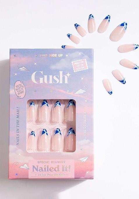 Gush Beauty Nailed It 24Pcs Medium Almond Press On Nails Aqua French