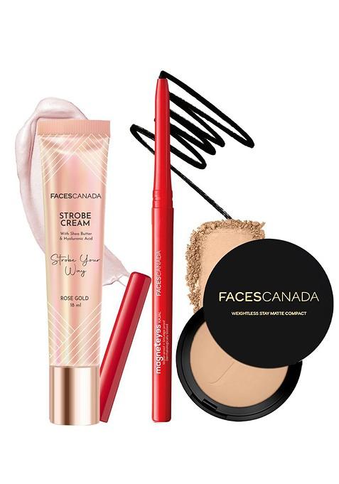 Faces Canada Set Of 3 Strobe Your Way 18 Ml With Magneteyes Kajal 0 35 G Compact 9