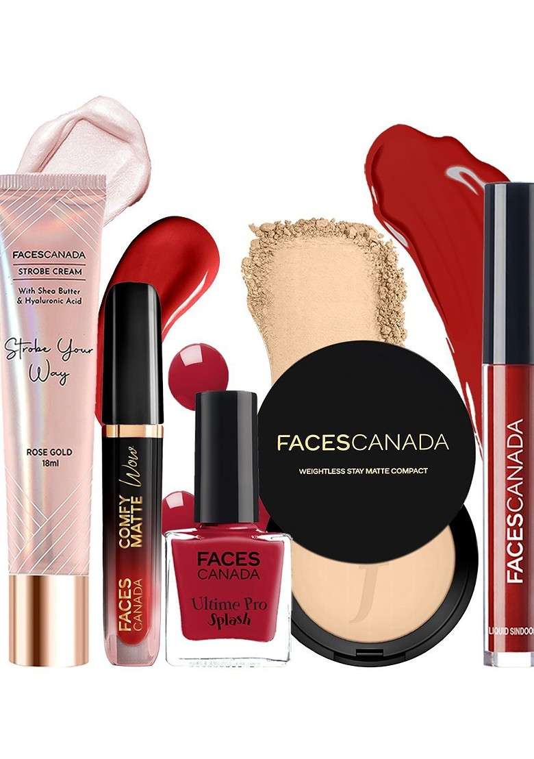Faces Canada Set Of 5 Smudge Proof And Fade Matt Look Makeup Combo - Indya