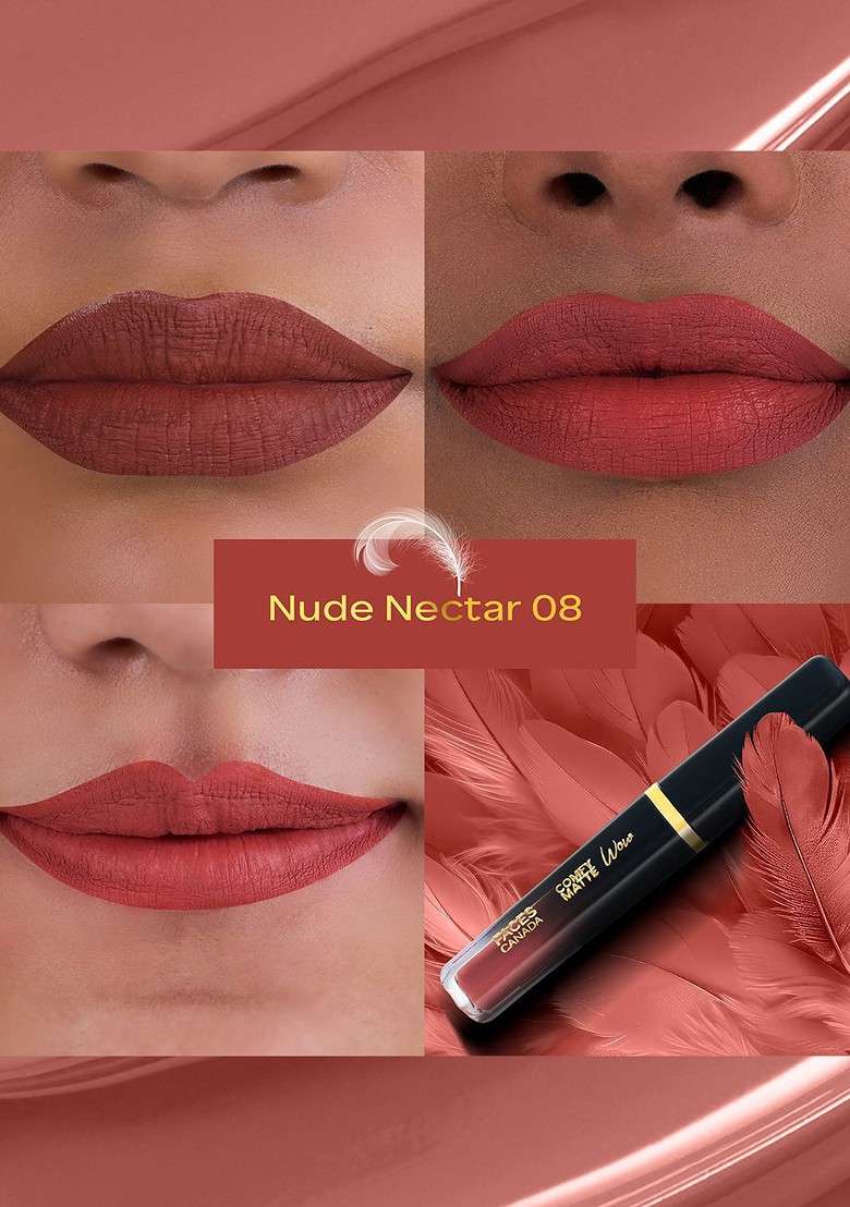 Faces Canada Comfy Matte Wow Liquid Lipstick Nude Nectar Ultime Pro Makeup Fixer Combo - Indya