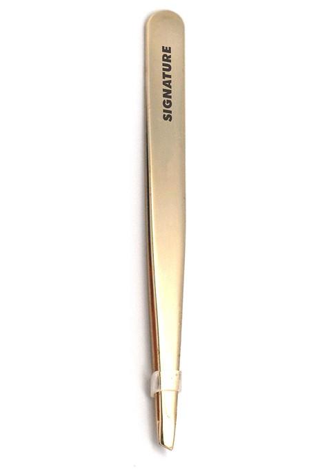 Basicare Signature Gold Slant Tweezers With Case
