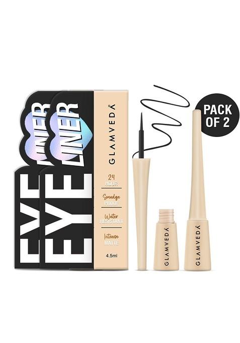 Glamveda Set Of 2 Super Matte Smudge Proof Liquid Eyeliner Black 4 5Ml Each