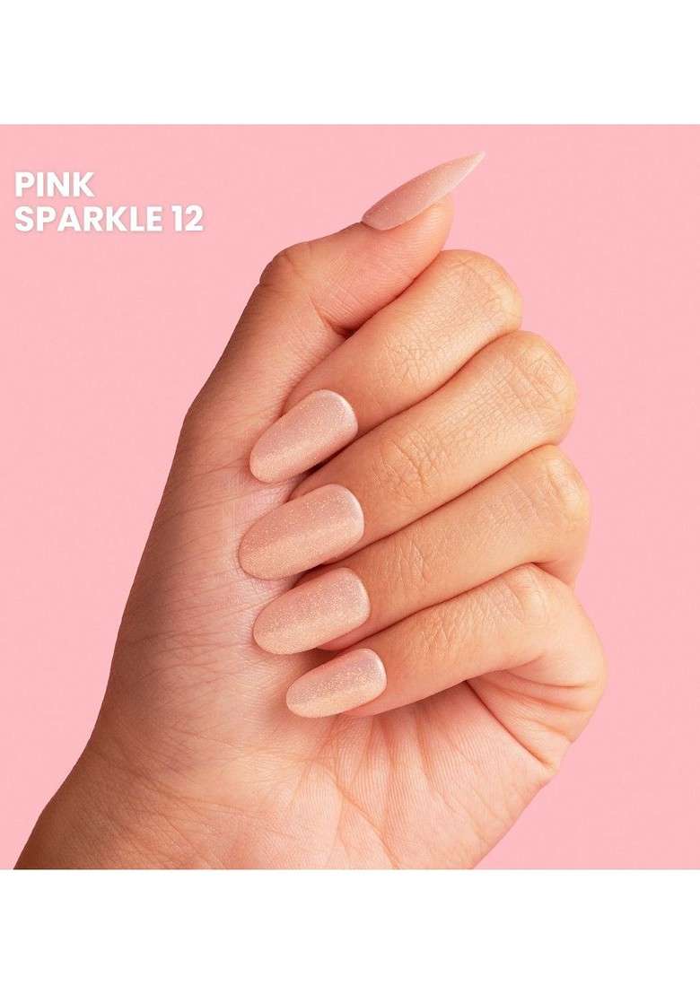 Typsy Beauty Set Of 24 Press Play Instant Luxury On Nails Kit Pink Sparkle 12 - Indya