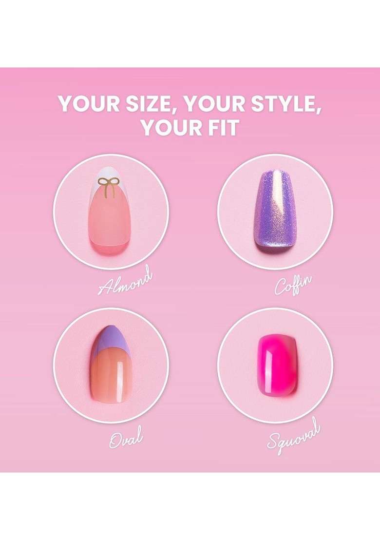 Typsy Beauty Set Of 24 Press Play Instant Luxury On Nails Kit Pink Sparkle 12 - Indya