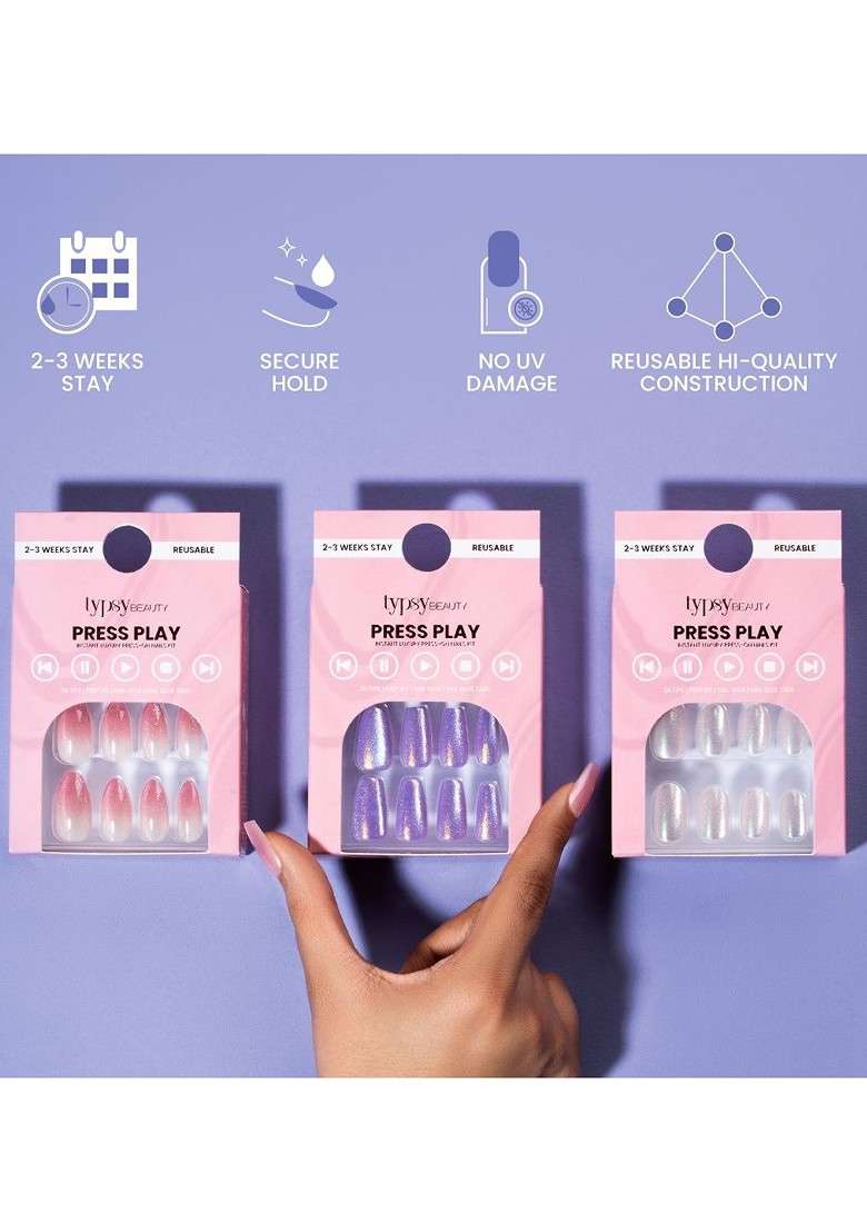 Typsy Beauty Set Of 24 Press Play Instant Luxury On Nails Kit The Gilded Age 09 - Indya