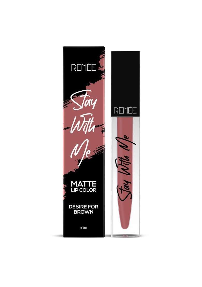 Renee Stay With Me Matte Vegan Lip Colour 5 Ml Desire For Brown - Indya