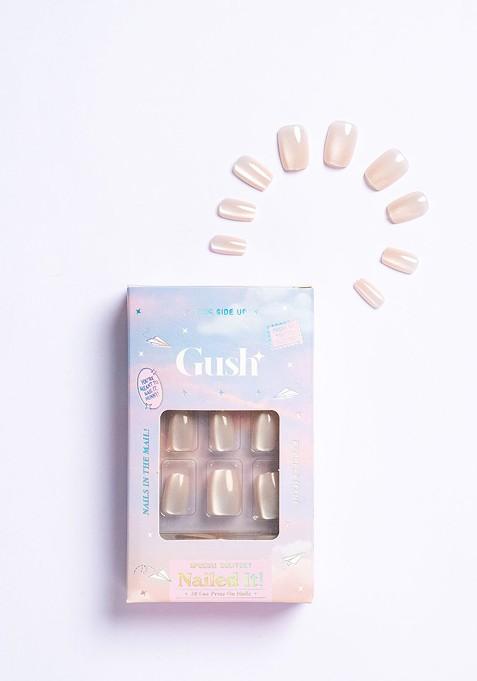 Gush Beauty Set Of 24 Reusable Press On Nails With Application Creme Cat Eye