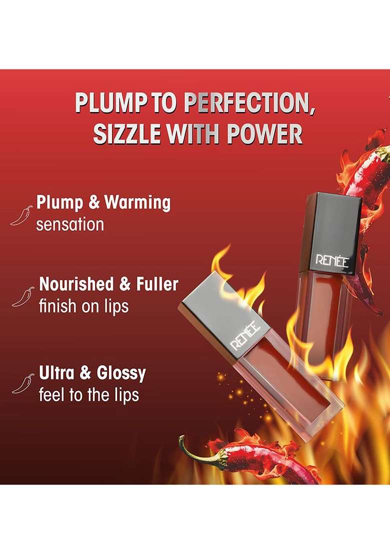 Renee Hot Sauce Long Lasting Plumping Lip Gloss With Jojoba Oil 3 Ml Cherry Chipotle - Indya