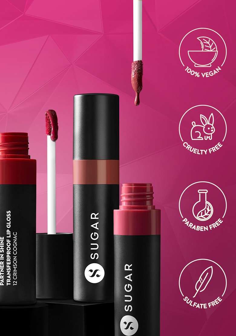 Sugar Partner In Shine Transferproof Lip Gloss 3Ml 08 Pink Pinot - Indya