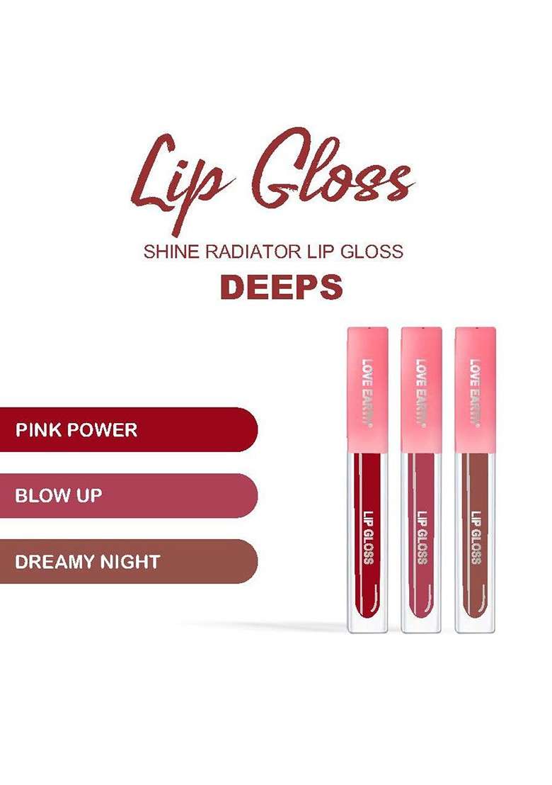 Love Earth Set Of 3 Liquid Lip Gloss Enriched 2 Ml Each Deeps - Indya