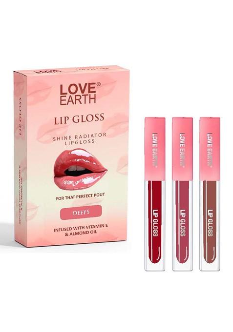 Love Earth Set Of 3 Liquid Lip Gloss Enriched 2 Ml Each Deeps