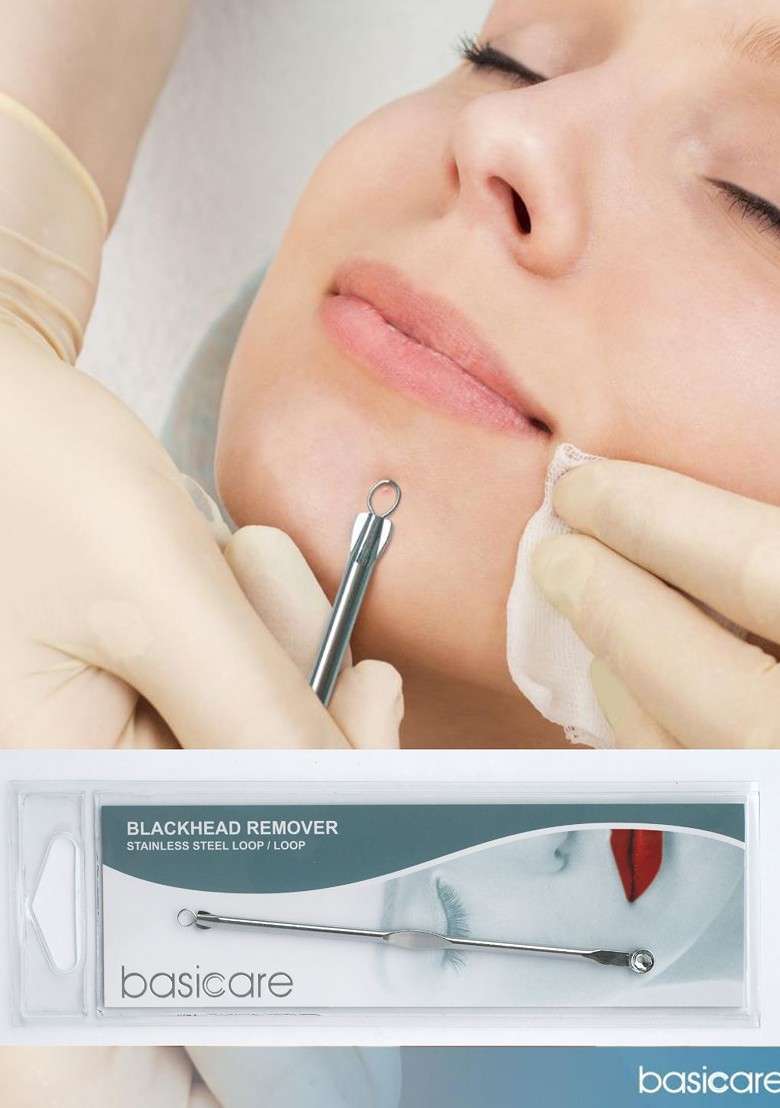 Basicare Set Of 2 Blackhead Remover With Loop Slant Tweezers - Indya