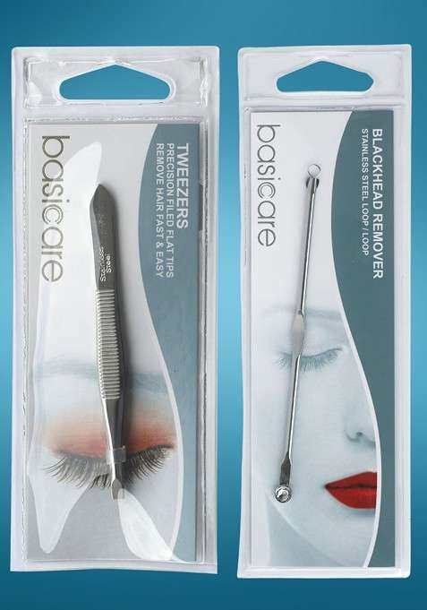 Basicare Set Of 2 Blackhead Remover With Loop Slant Tweezers