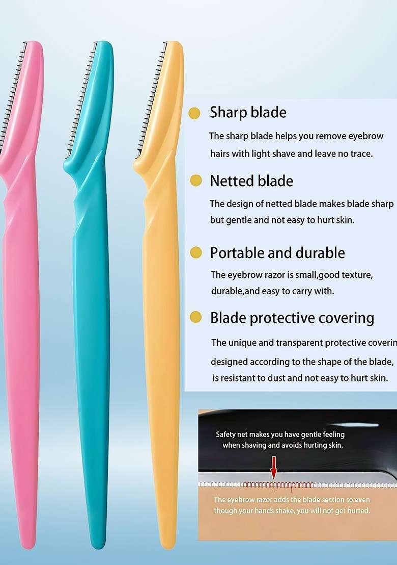 Basicare Set Of 4 Eyebrow Razor Slant Tweezers - Indya