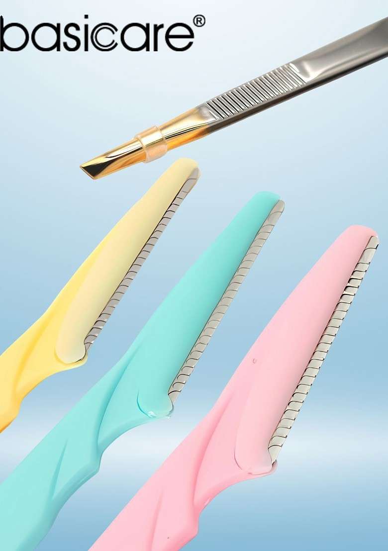 Basicare Set Of 4 Eyebrow Razor Slant Tweezers - Indya
