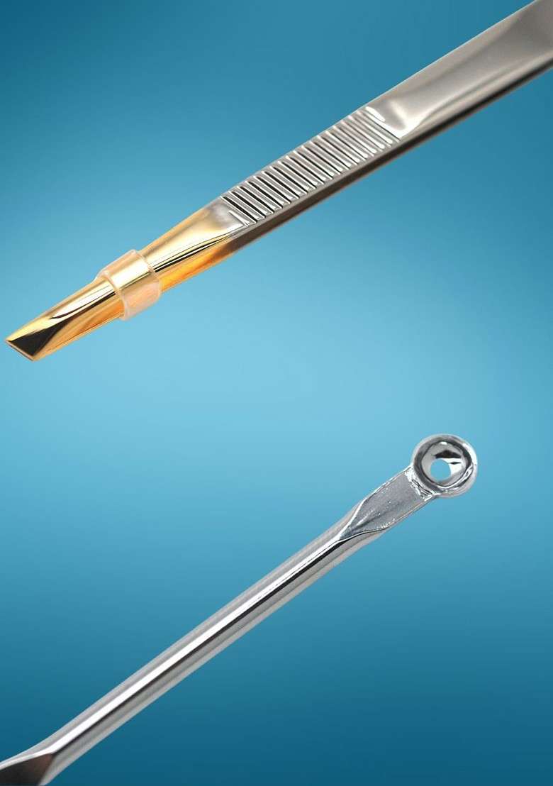 Basicare Set Of 2 Blackhead Remover With Loop Slant Tweezer - Indya