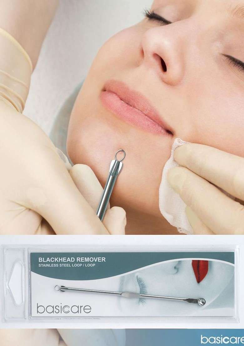 Basicare Set Of 2 Blackhead Remover With Loop Slant Tweezer - Indya
