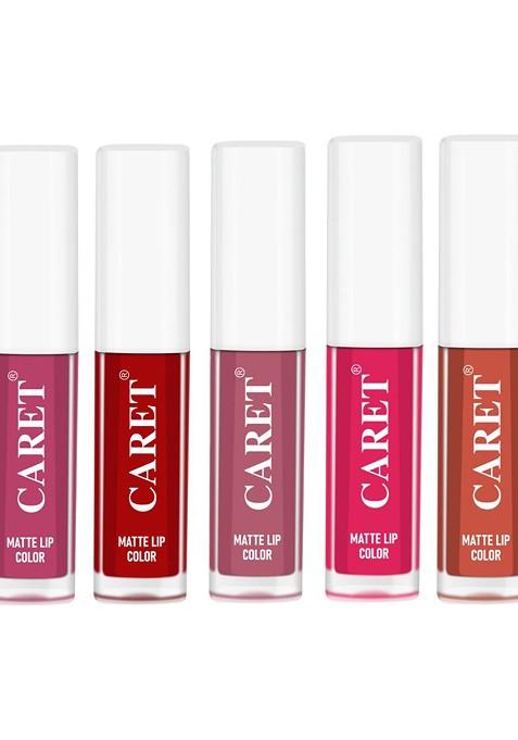 Caret Organic Set Of 5 Liquid Long Lasting Matte Lipsticks 10 Ml 8 3 2 4 6