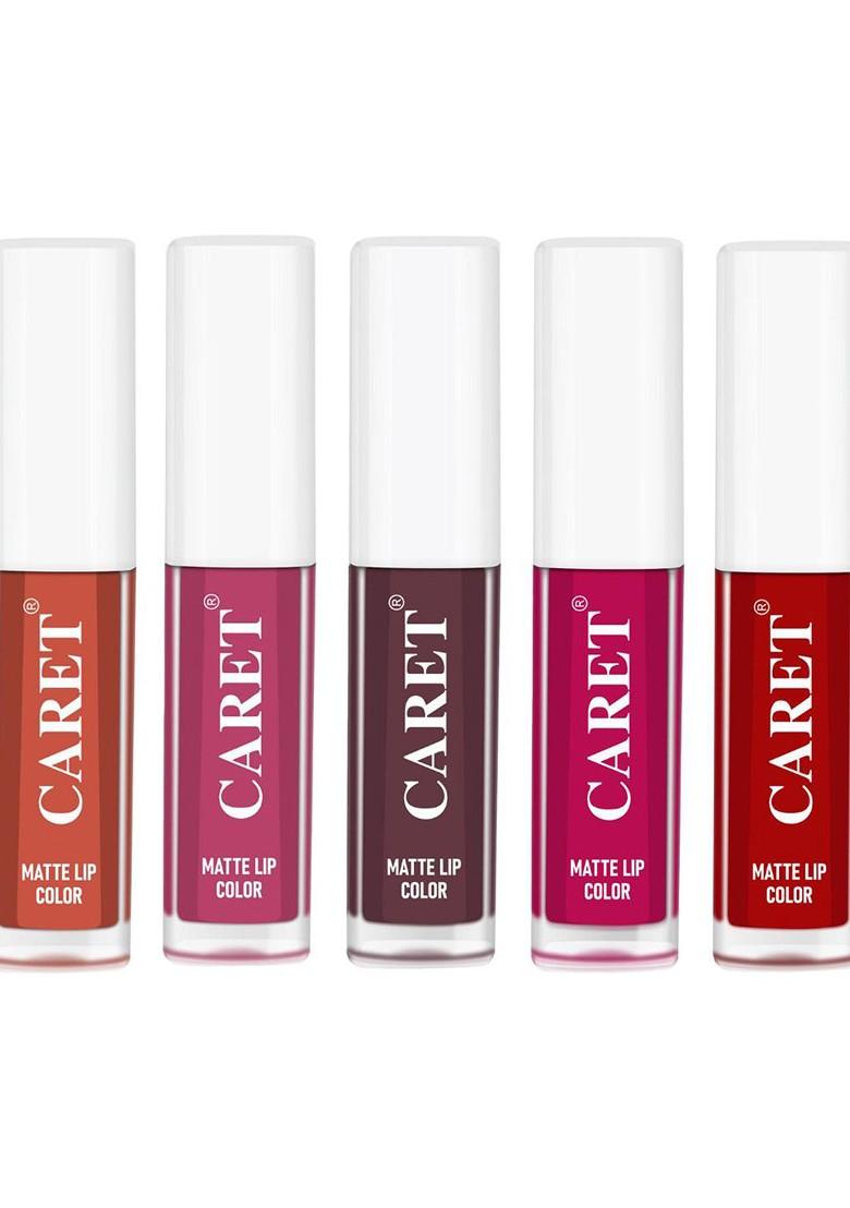 Caret Organic Set Of 5 Super Pigmented Liquid Matte Lipsticks 10 Ml 6 8 7 3