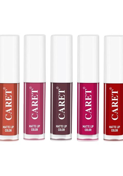 Caret Organic Set Of 5 Super Pigmented Liquid Matte Lipsticks 10 Ml 6 8 7 3