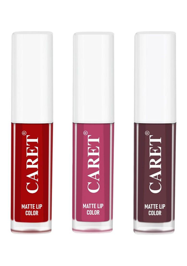 Caret Organic Set Of 3 Super Pigmented Liquid Matte Lipsticks 6 Ml Shade 8 7