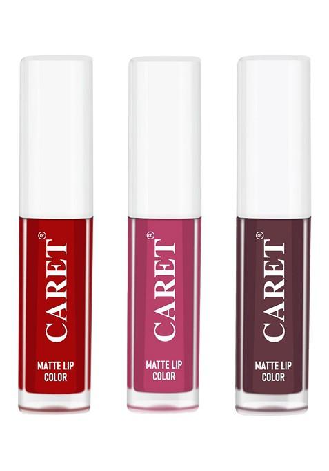 Caret Organic Set Of 3 Super Pigmented Liquid Matte Lipsticks 6 Ml Shade 8 7