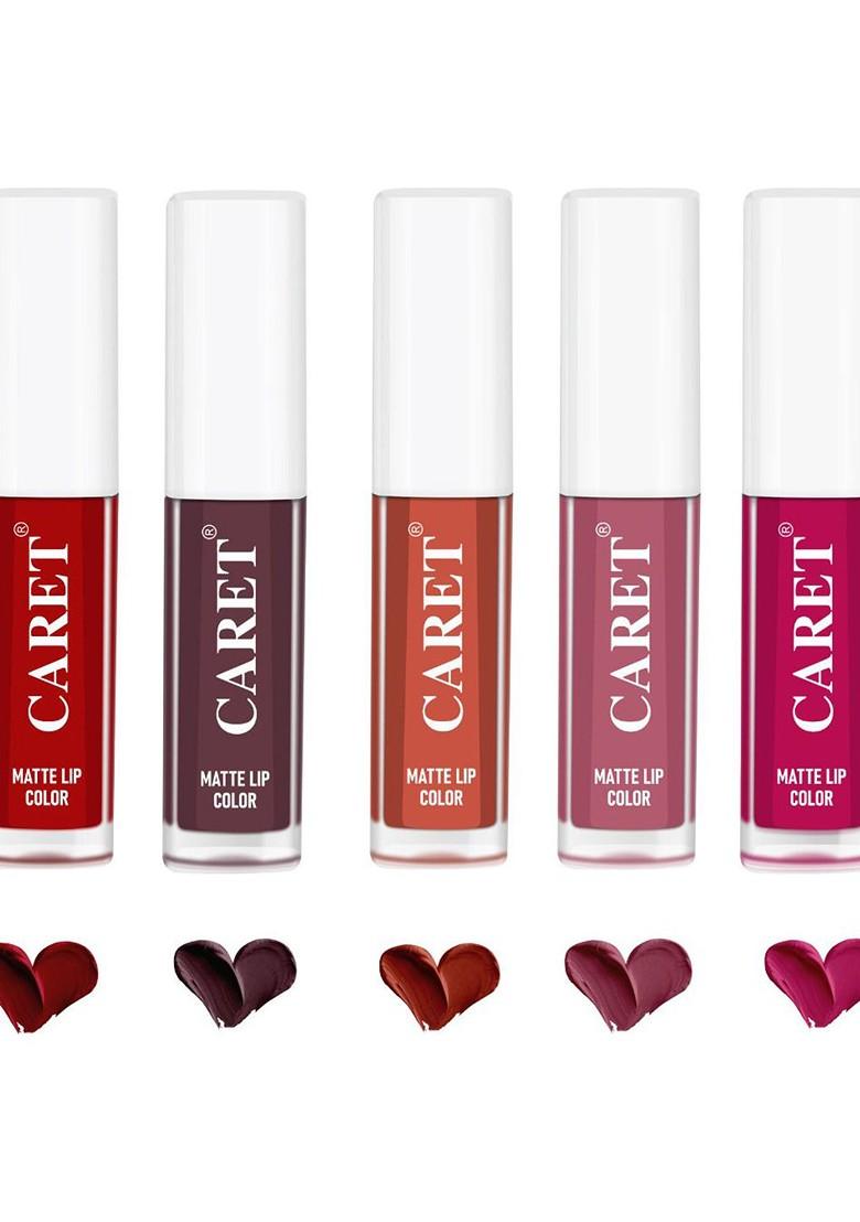 Caret Organic Set Of 5 Super Pigmented Matte Lipsticks 10 Ml Shade 3 7 6 2