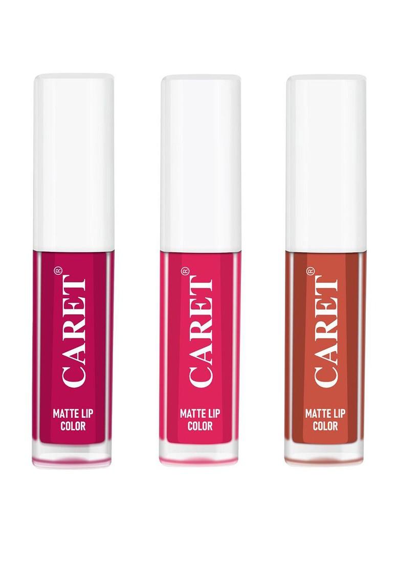 Caret Organic Set Of 3 Super Pigmented Liquid Matte Lipsticks 2 Ml Each 5 4 6