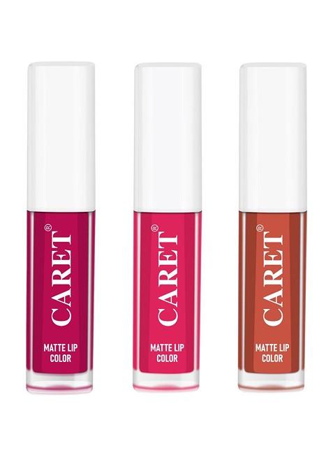 Caret Organic Set Of 3 Super Pigmented Liquid Matte Lipsticks 2 Ml Each 5 4 6