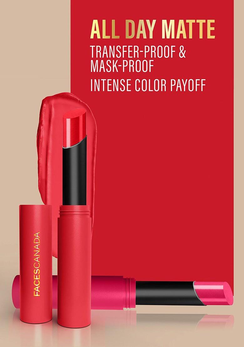 Faces Canada 8Hr Long Stay 3 In 1 Primer Infused Matte Lipstick Camouflage Mauve 07