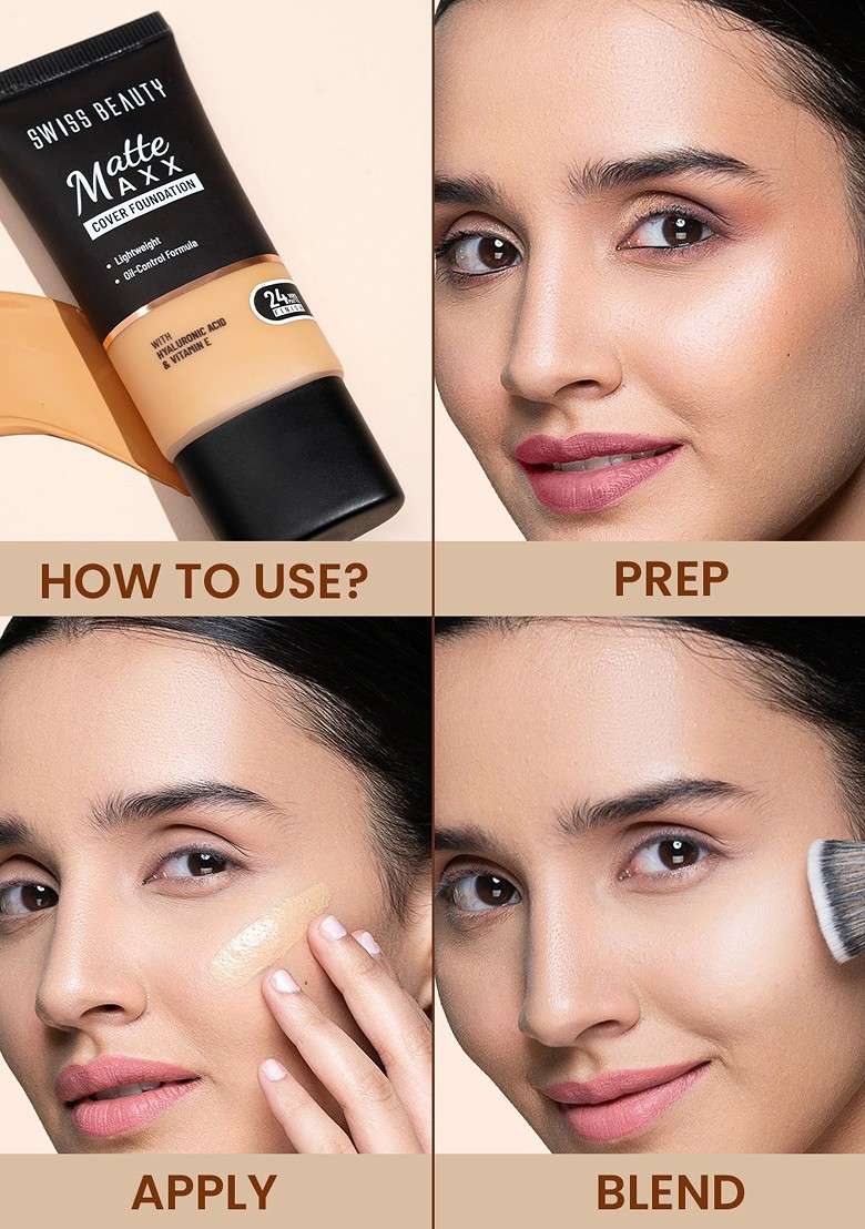 Swiss Beauty Matte Maxx Cover Foundation 30G Light Warm 03 - Indya