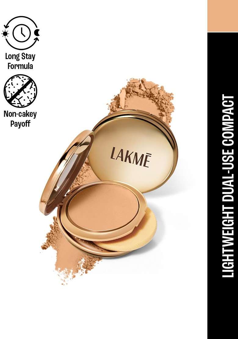 Lakme 9To5 Unreal Dual Cover Pressed Powder 2 In 1 Compact Foundation 9G 24 Beige - Indya