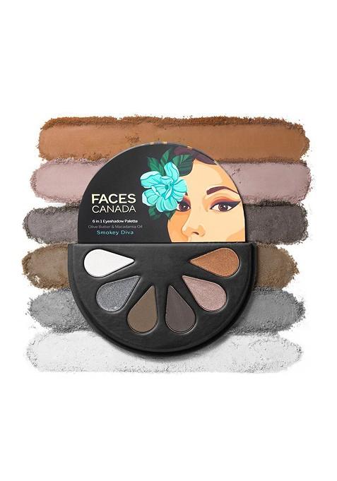 Faces Canada 6 In 1 Eyeshadow Palette With Olive Butter Macadamia Oil Smokey Diva 03