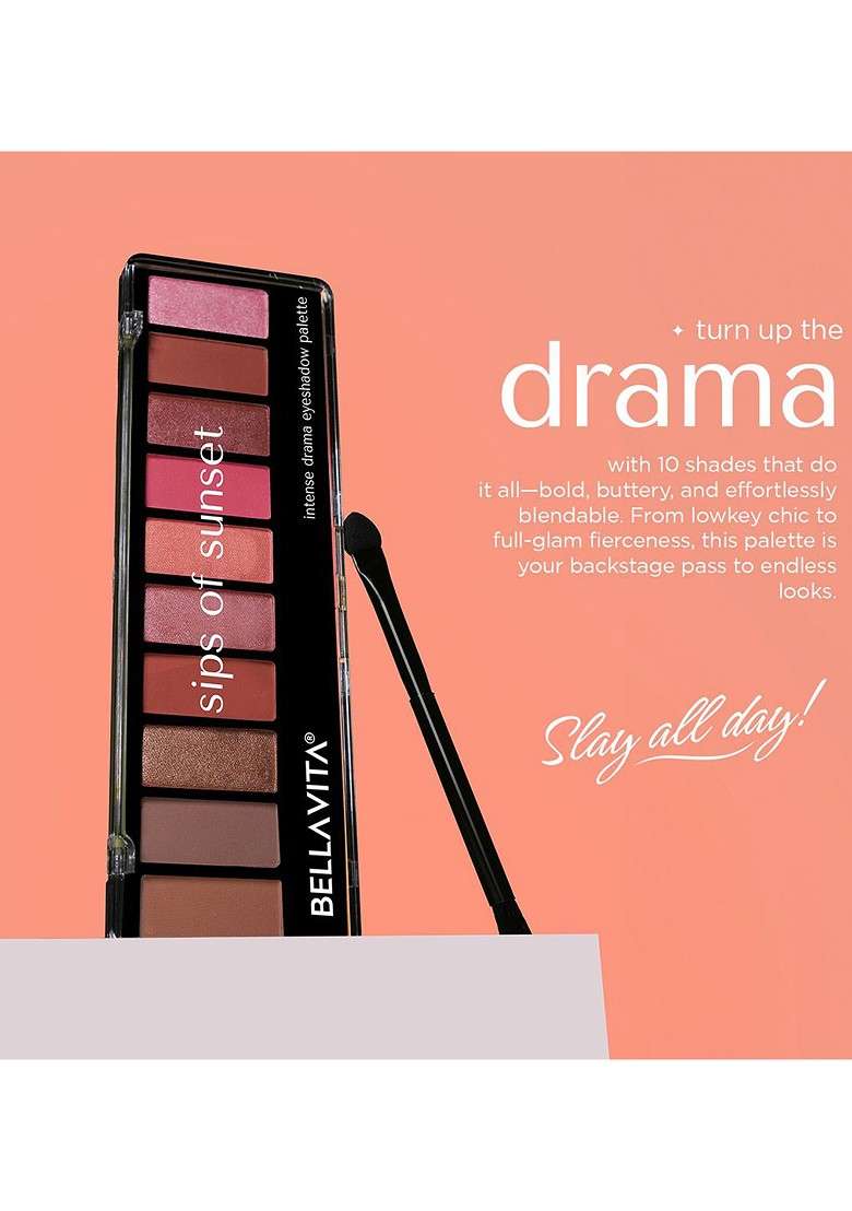 Bella Vita Organic Intense Drama Shimmer Satin Eyeshadow 10G Sips Of Sunset - Indya