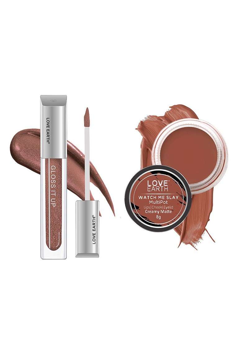Love Earth 2 Pcs Gloss It Up Lip And Cheek Tint Watch Me Slay Honey Dip - Indya