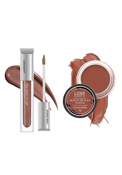 Love Earth 2 Pcs Gloss It Up Lip And Cheek Tint Watch Me Slay Honey Dip