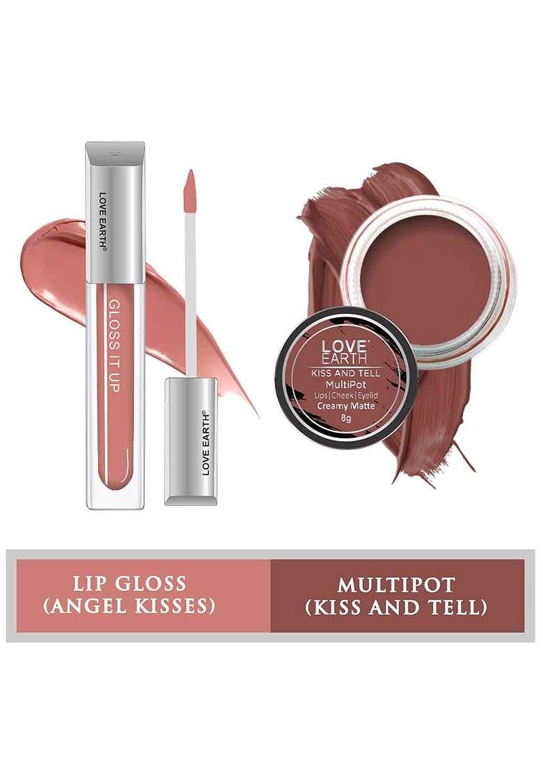 Love Earth Set Of 2 Creamy Matte Lip Cheek Tint Multipot 8G Gloss It Up 3Ml - Indya