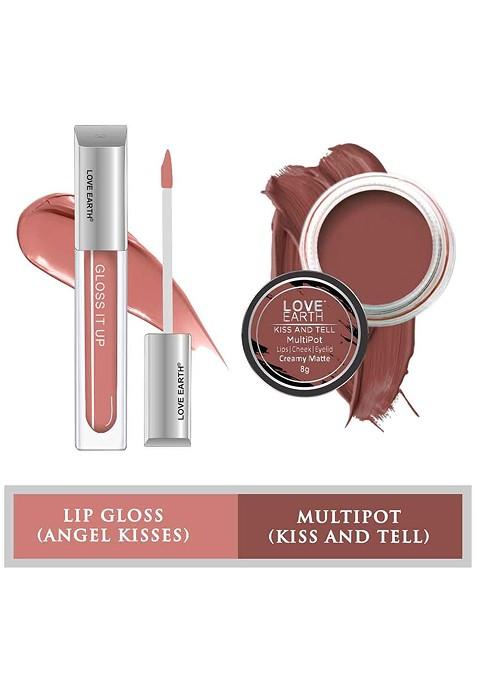 Love Earth Set Of 2 Creamy Matte Lip Cheek Tint Multipot 8G Gloss It Up 3Ml