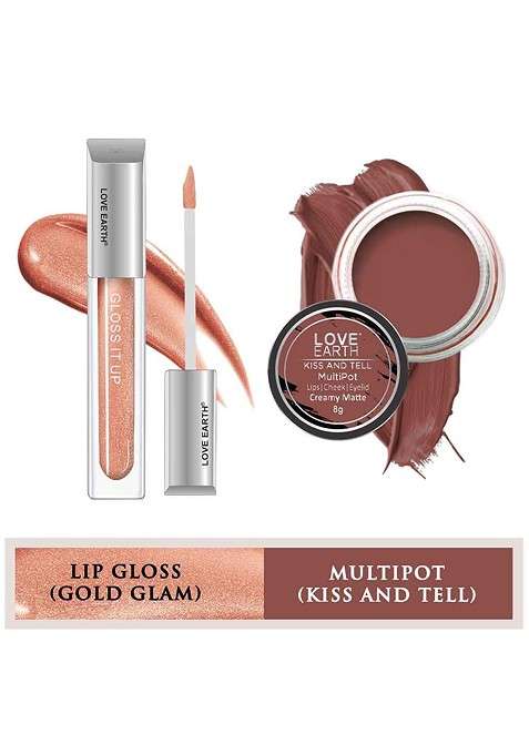 Love Earth Set Of 2 Creamy Matte Lip Cheek Tint Multipot 8G Gloss It Up 3Ml